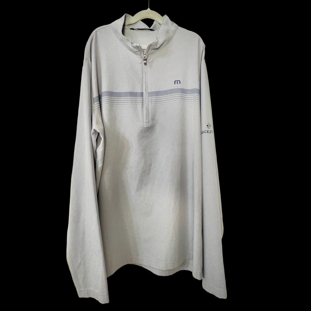 TravisMathew Light Gray Gradient Stripe Quarter Zip Pullover Men's Size Large